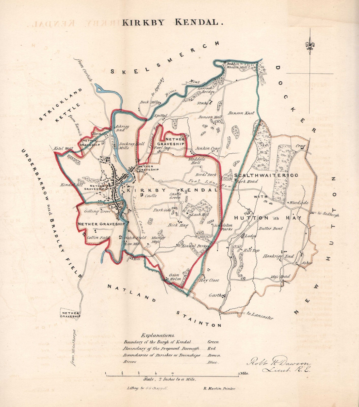 KIRKBY KENDAL borough/town plan for the REFORM ACT. Cumbria. DAWSON 1832 map